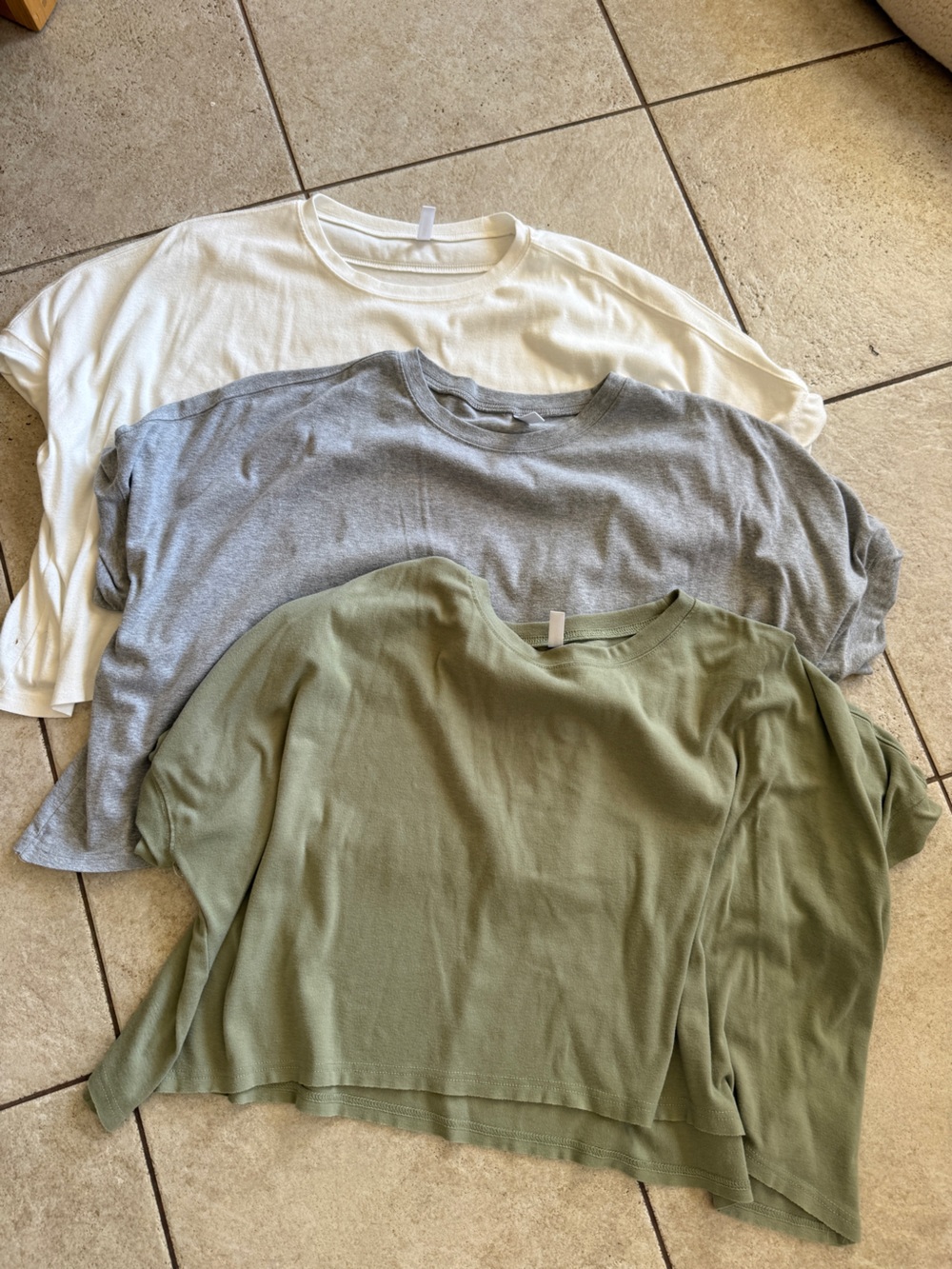 Women's Short Sleeve Tee Trio - Olive, Gray & White